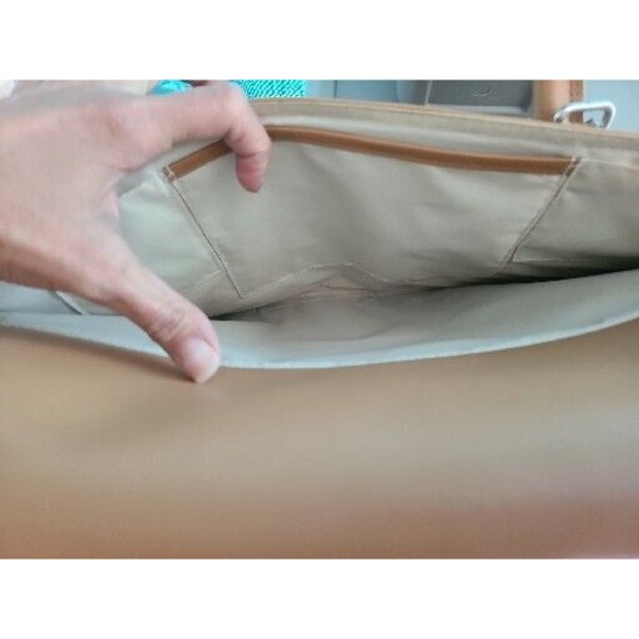 Francine Collection Tan Leather Laptop Brief Case Bag - Picture 7 of 14